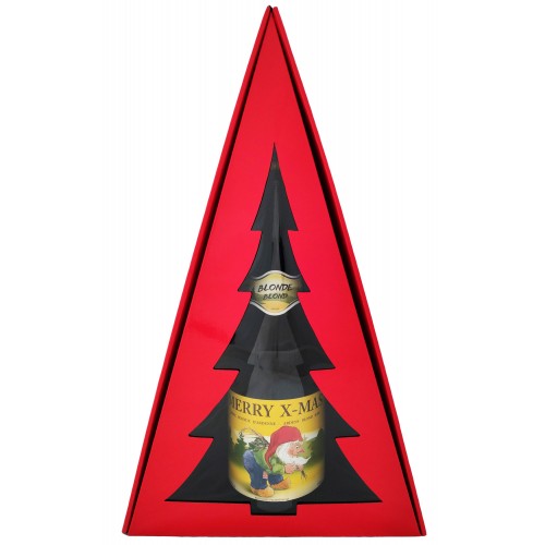Kerstpakket bier: La Chouffe (750 ml) in luxe rode kerstboom verpakking